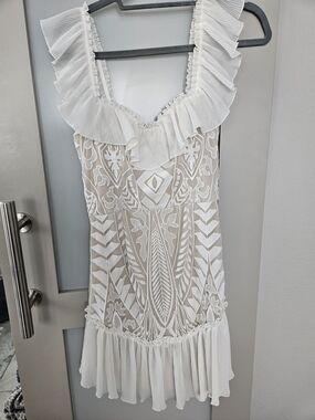 Native Ivory and White Ruffle Mini Dress